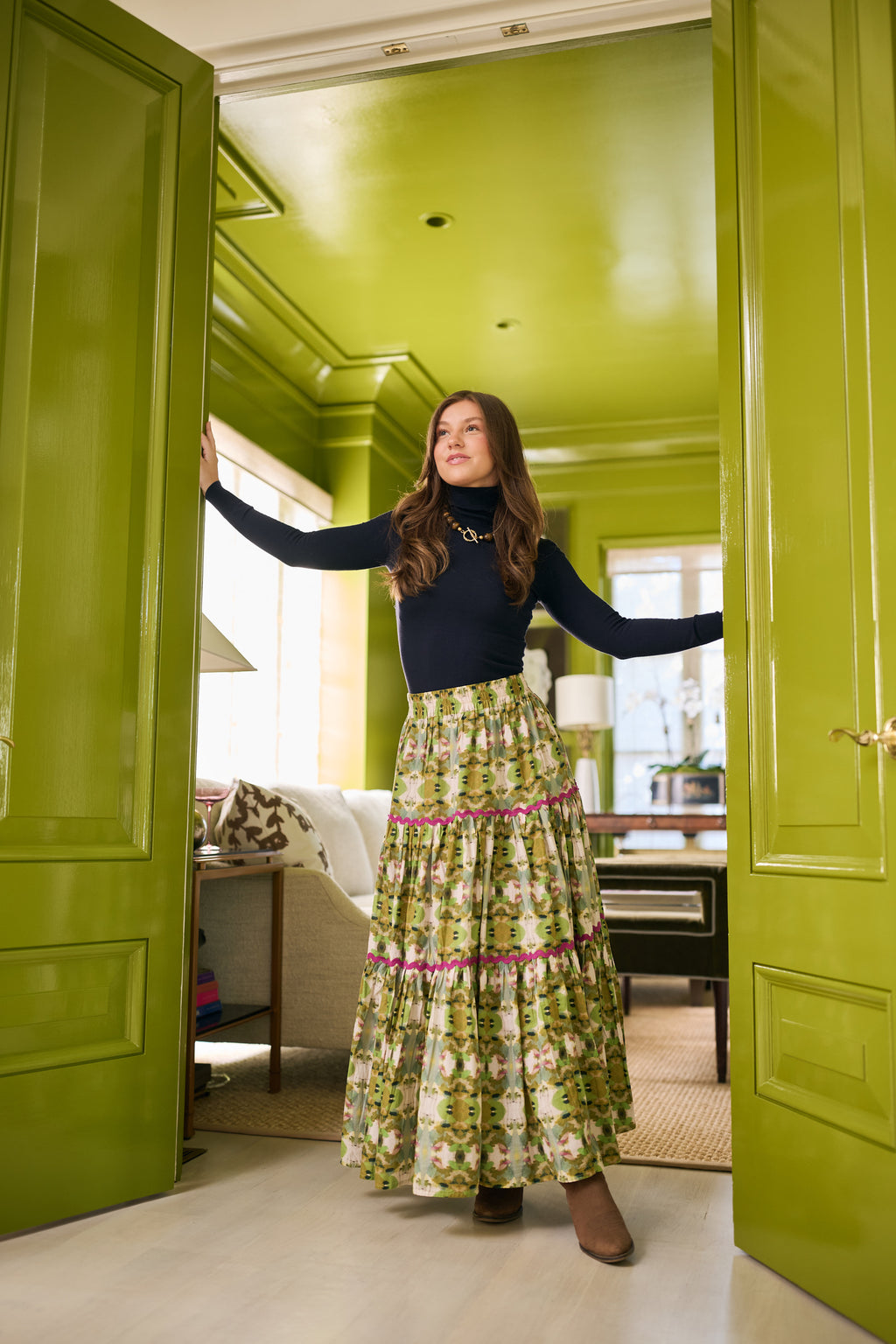 Jess Tiered Maxi Skirt Camo – Brooks Avenue