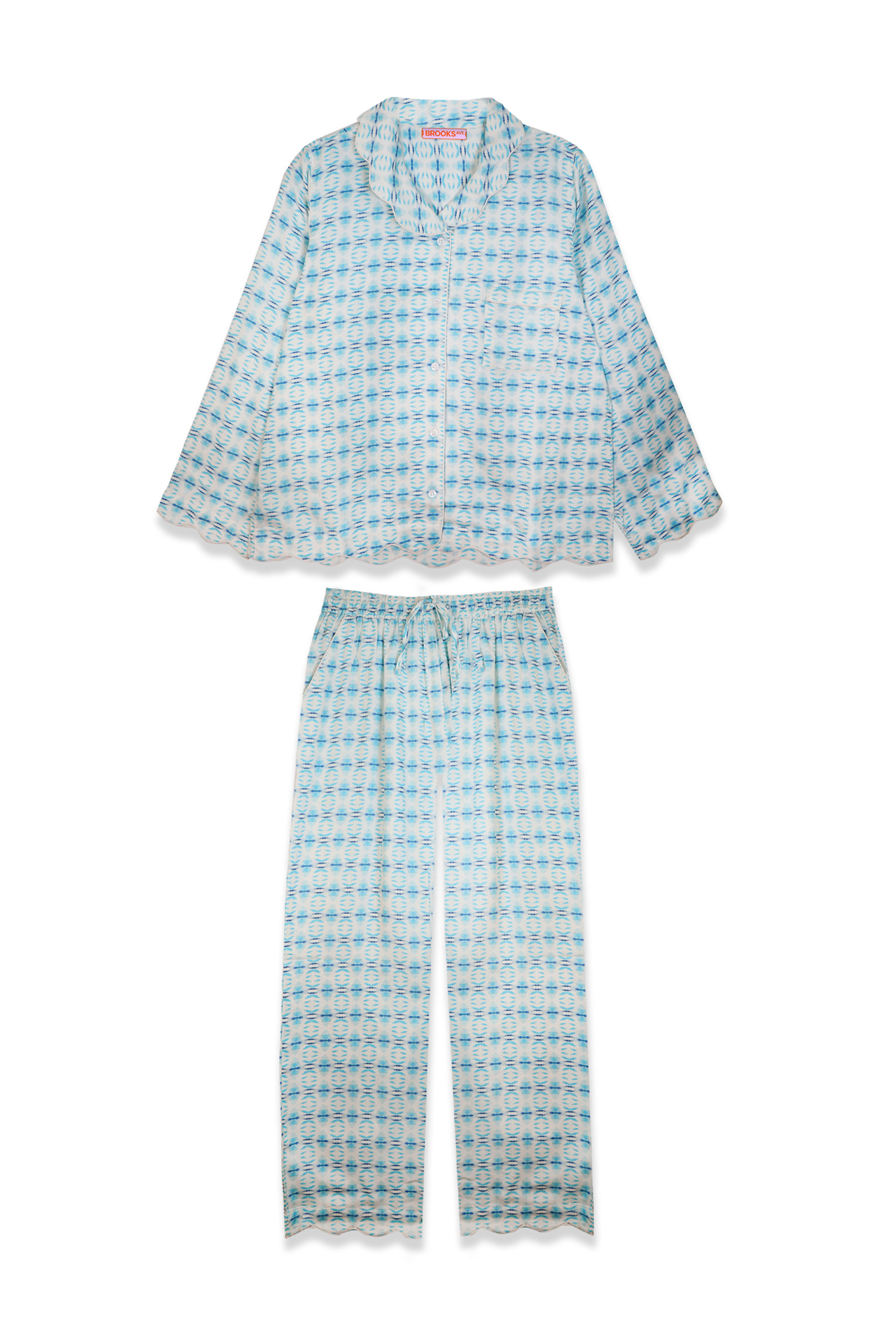 Scalloped Pajama Set Long Cameron Blue Brooks Avenue