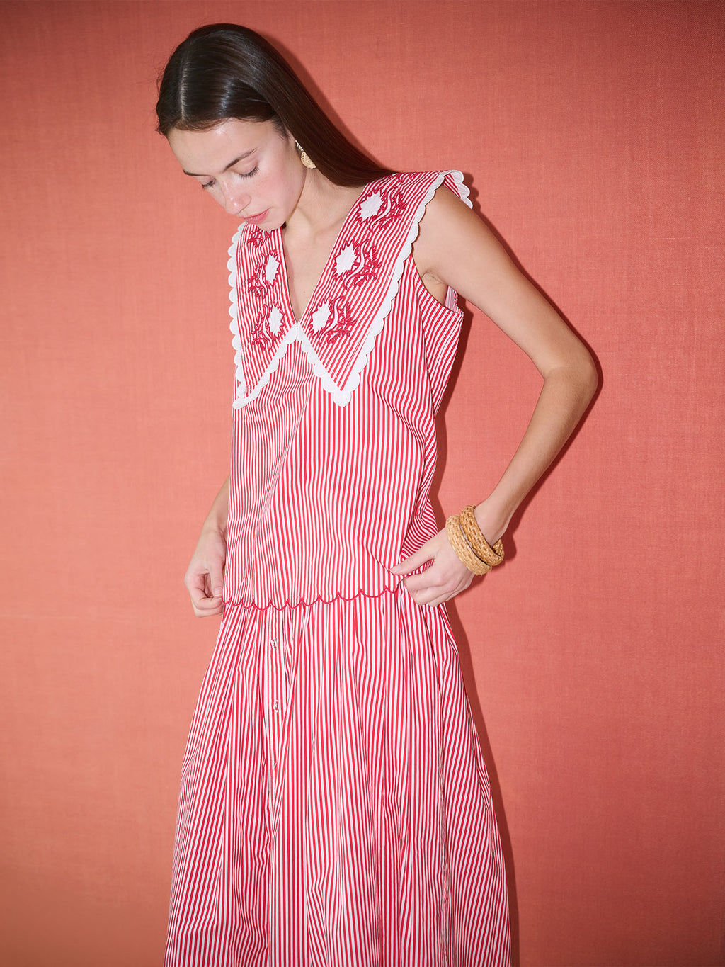 Emm Sleeveless Blouse - Red Stripe | Brooks Avenue