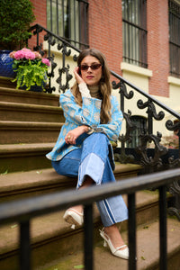 Allison Reversible Quilted Jacket - Blue Daisy