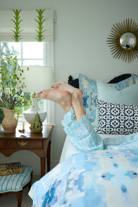 Scalloped Pajama Set Long - Blue Chintz