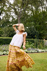 Triple Tiered Maxi Skirt - Mango Tango