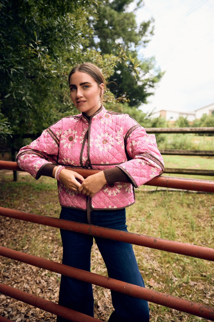 Eloise Reversible Quilted Jacket - Wildflower Pink