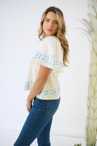 Georgia Blouse - Embroidered Periwinkle