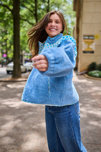 Isabella Sherpa Jacket - Blue Clover