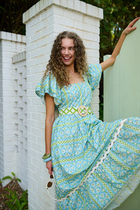 Margaret Midi Dress - Fleur de Lune Blue