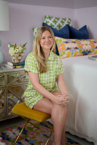 Scalloped Pajama Set Short - Metallics Green