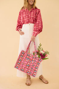 On the Road Quilted Tote - Strawberry Fields