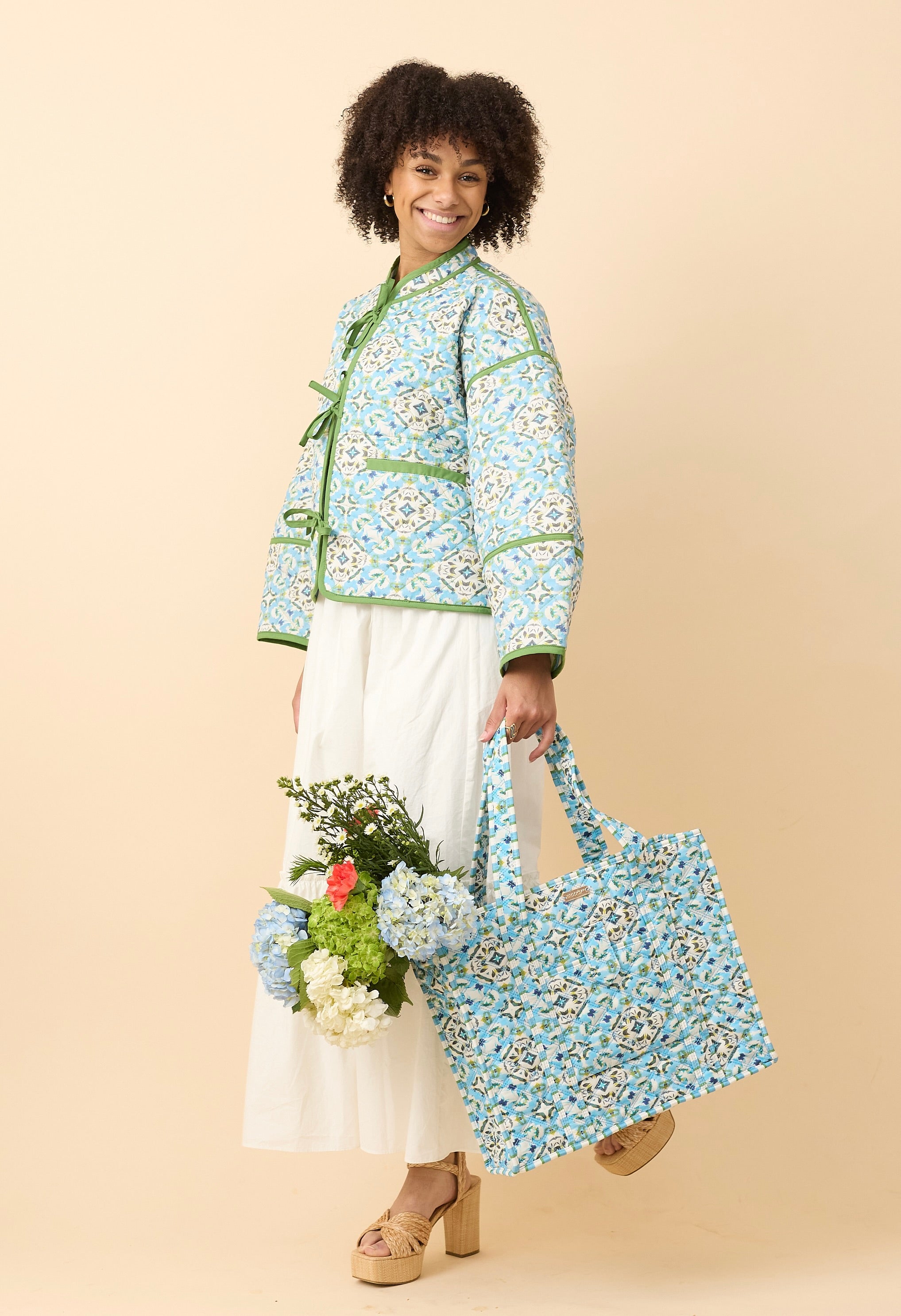 On the Road Quilted Tote - English Tile