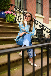 Allison Reversible Quilted Jacket - Blue Daisy