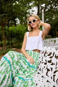 Triple Tiered Maxi Skirt - Palm Leaf