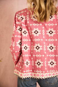 Rosy Jacket - Pink Embroidered