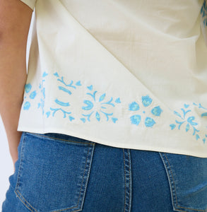 Georgia Blouse - Embroidered Periwinkle