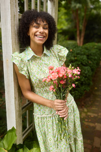 Flutter Sleeve Dress - Lagos Green