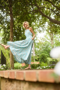 english maxi dress Maisie Maxi Dress in Coral English Floral block print