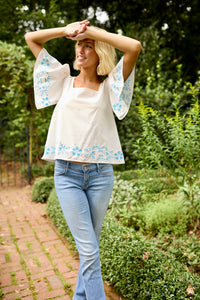 Georgia Blouse - Embroidered Periwinkle