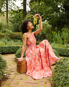 Haven Halter Neck Maxi Dress - Pink Hibiscus