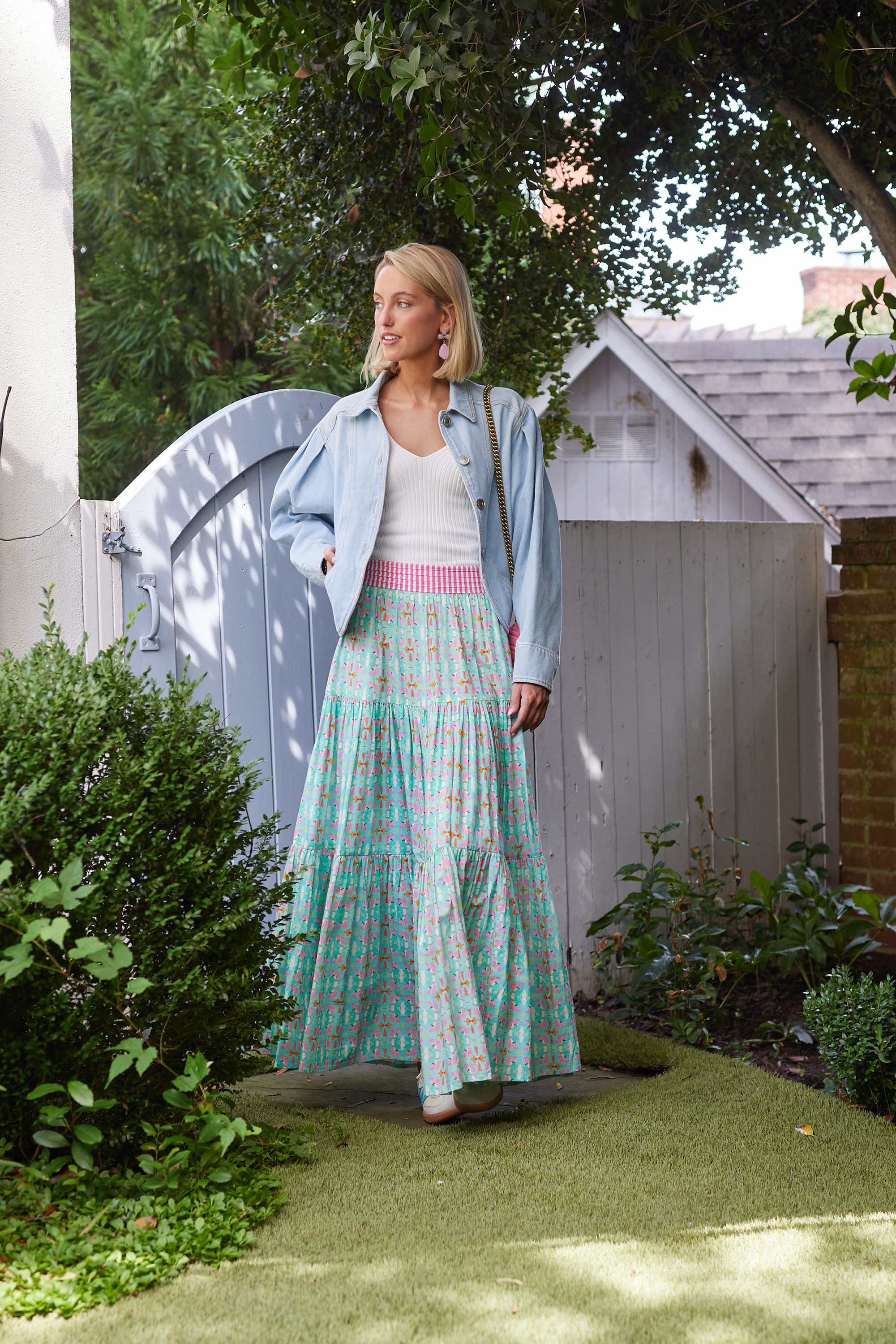 Triple Tiered Maxi Skirt - Birds of Paradise
