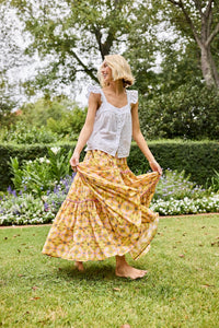 Triple Tiered Maxi Skirt - Mango Tango