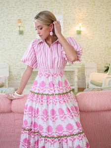 pink and white puff sleeve dress Short Puff Sleeves Pink A-line Babydoll Homecoming Dress Pink / US 12