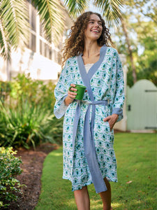cotton dressing robe white christmas dresses Women's Brushed Cotton Dressing Gown Westwood Blue Stripe Small