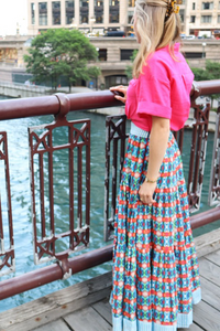 Triple Tiered Maxi Skirt - Blue Lotus