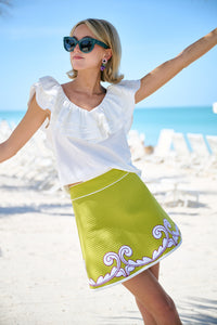 PRE-ORDER Park Quilted Mini Skirt - Pear Trapunto