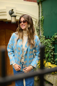 Allison Reversible Quilted Jacket - Blue Daisy
