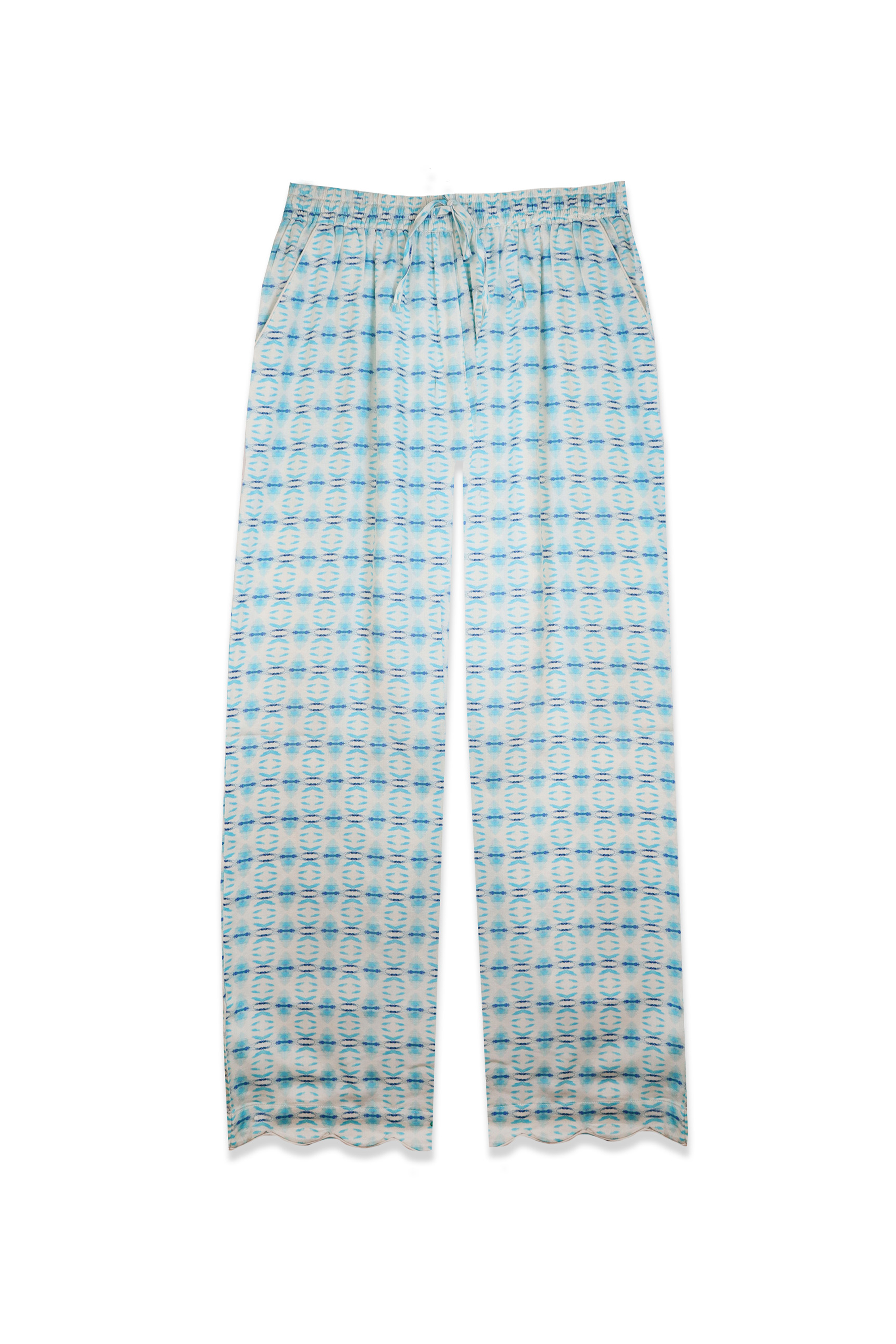 Scalloped Pajama Set Long - Cameron Blue