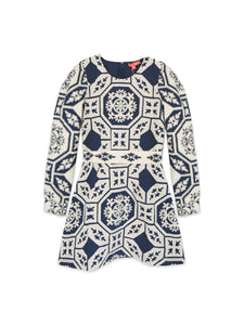 PRE-ORDER Catherine Mini Dress - Denim Applique