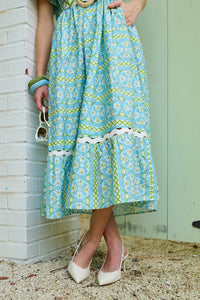 Margaret Midi Dress - Fleur de Lune Blue