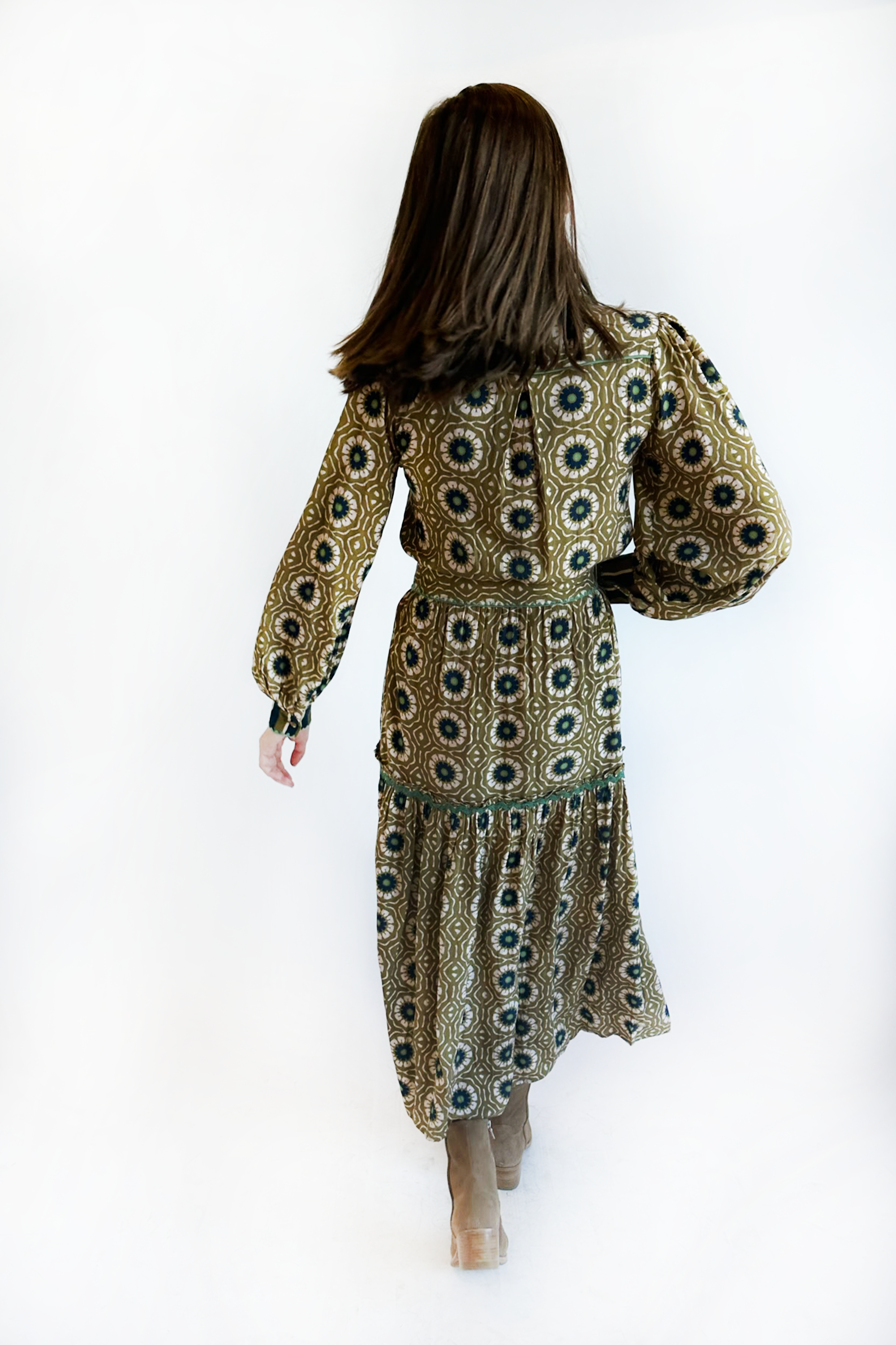 The Laura Long Sleeve Dress - Dandelion Hunter Green