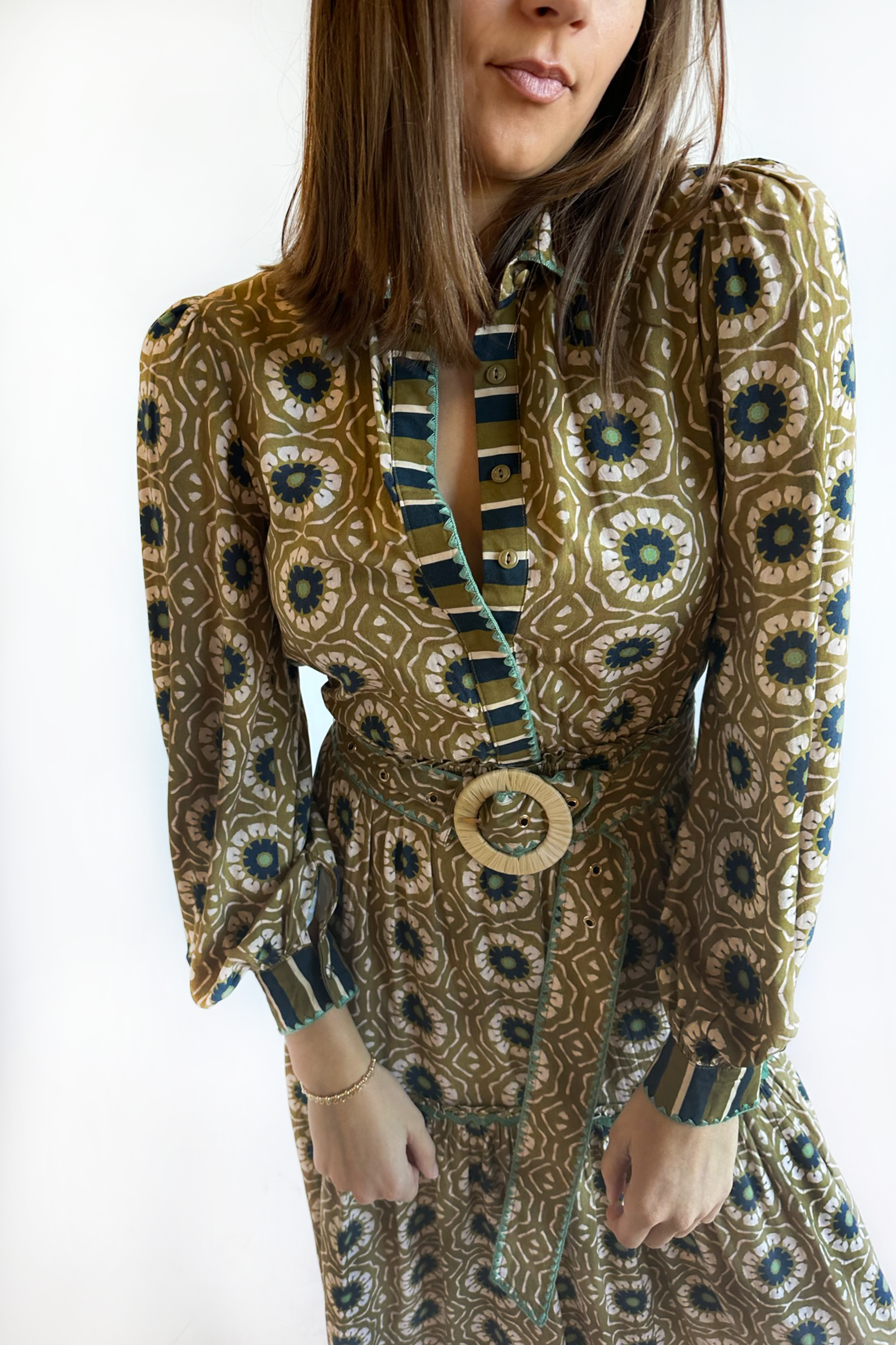 The Laura Long Sleeve Dress - Dandelion Hunter Green