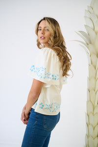 Georgia Blouse - Embroidered Periwinkle