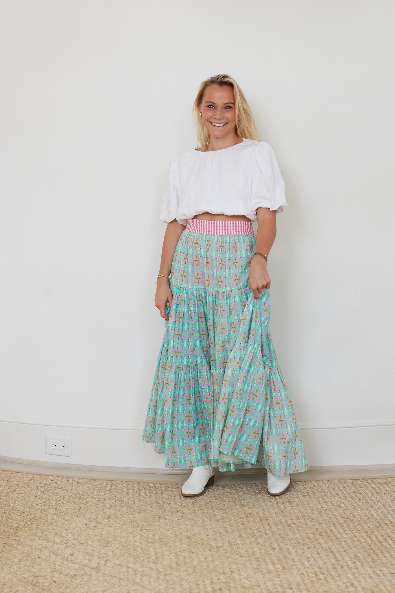 Triple Tiered Maxi Skirt - Birds of Paradise