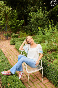 Georgia Blouse - Embroidered Periwinkle