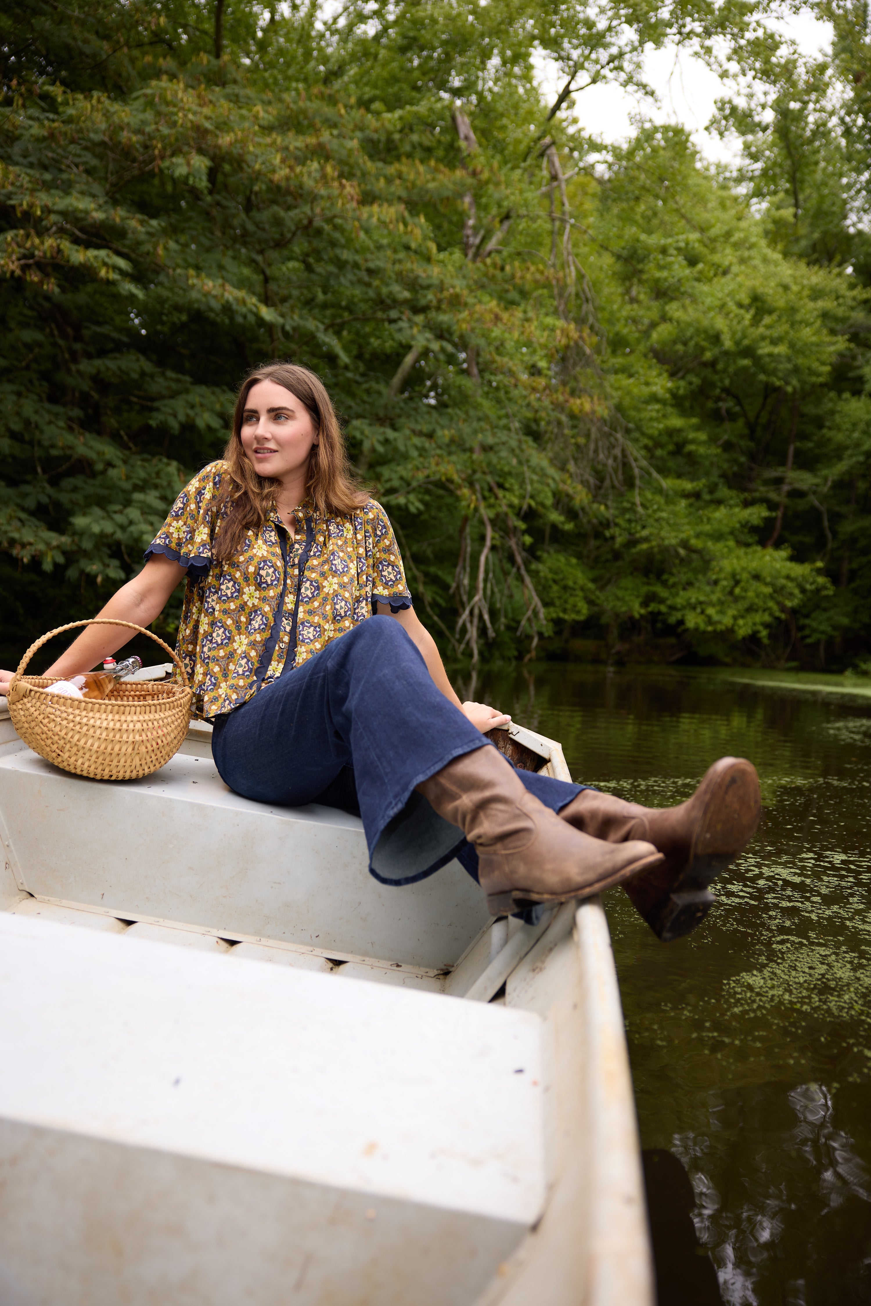 Parham Gathered Blouse - Chestnut Swirl