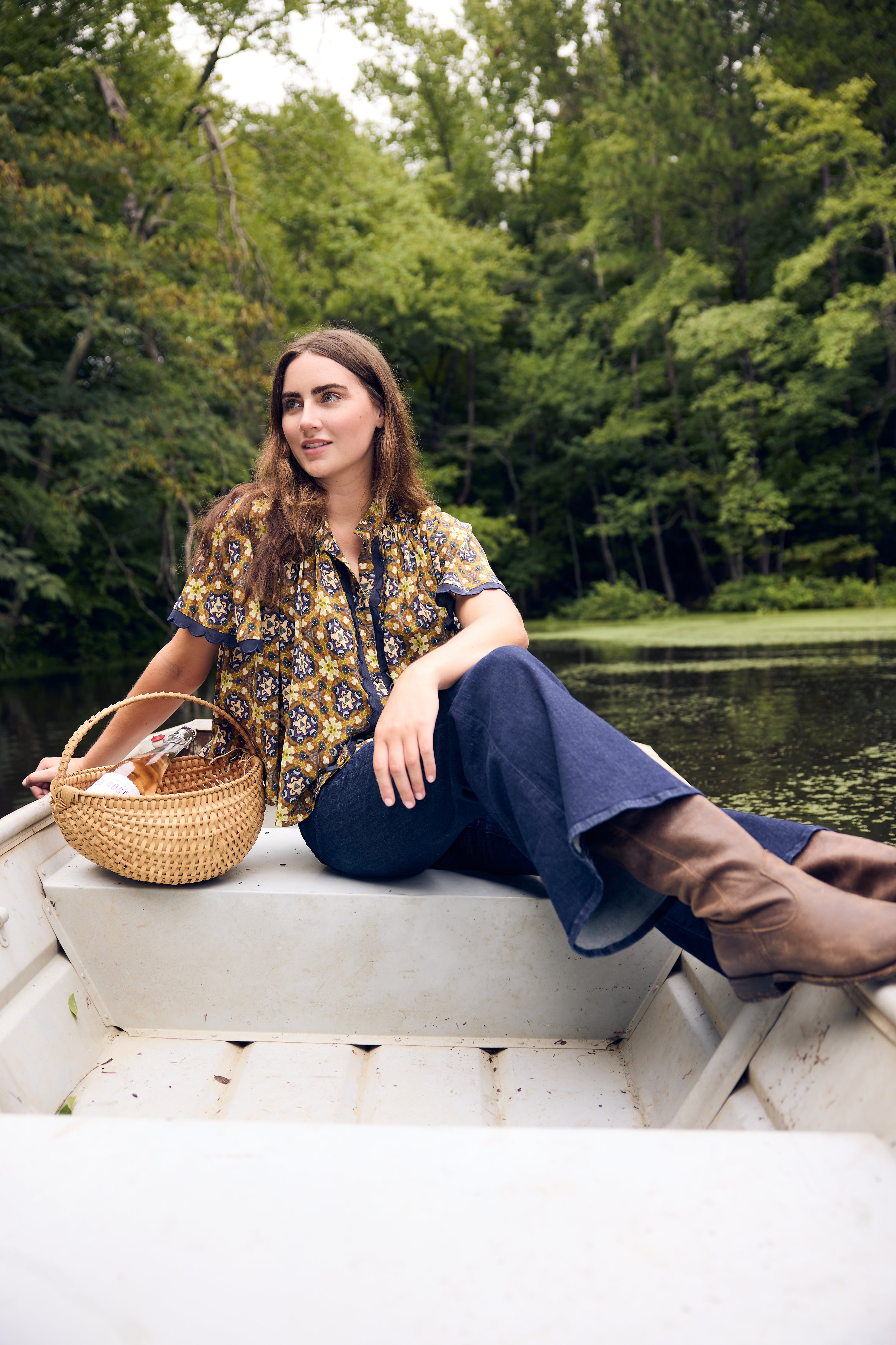 Parham Gathered Blouse - Chestnut Swirl