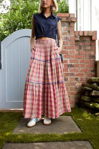 Triple Tiered Maxi Skirt - Moroccan Pink