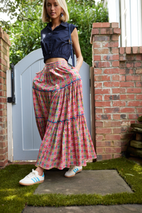 Triple Tiered Maxi Skirt - Moroccan Pink