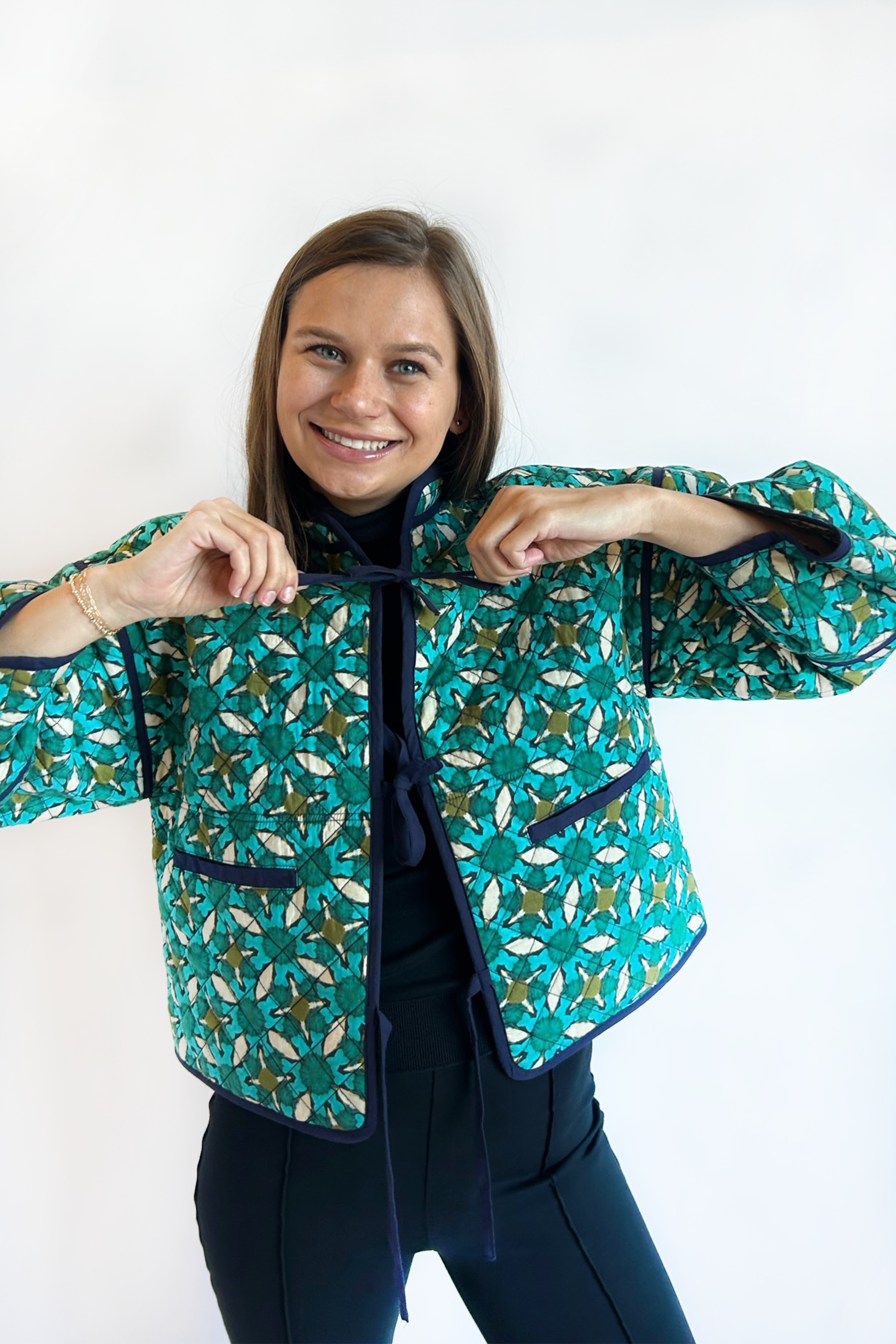 Teal top quilted jacket