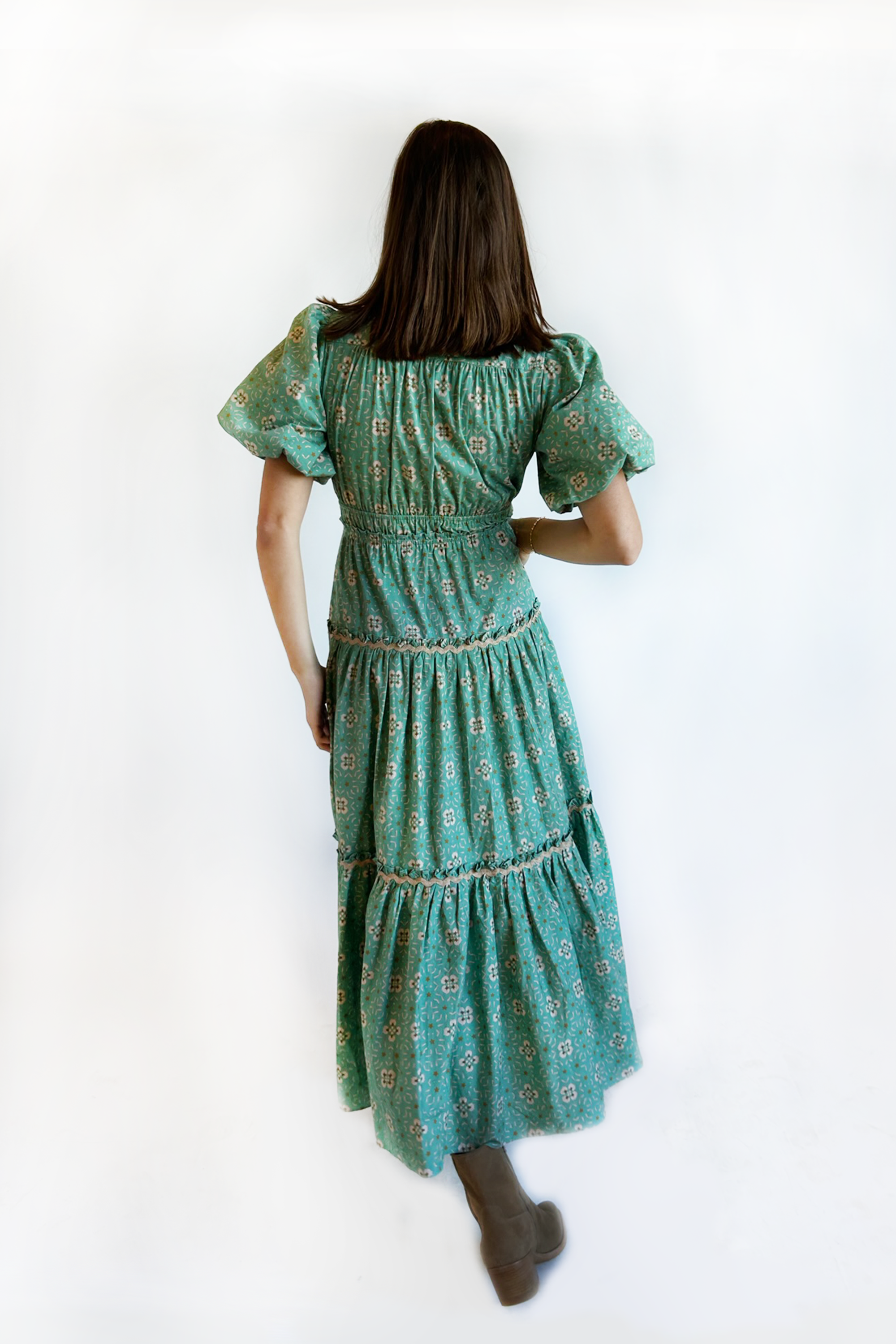 Banyan Street Puff Sleeve Dress - Starry Night Blue