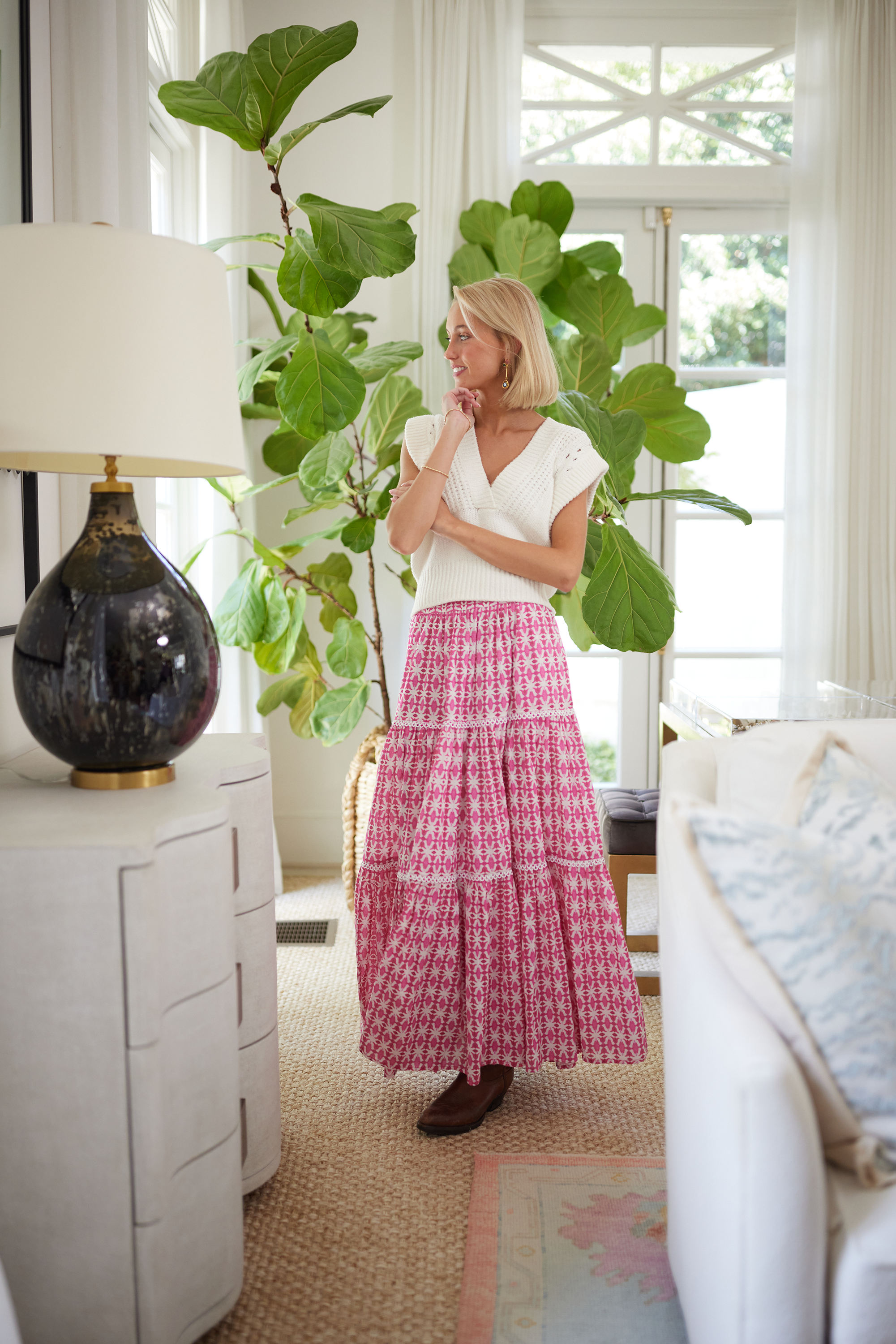 Triple Tiered Maxi Skirt - Spice Market Pink