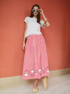 Brooks Avenue | Colette Midi Skirt - Red Stripe