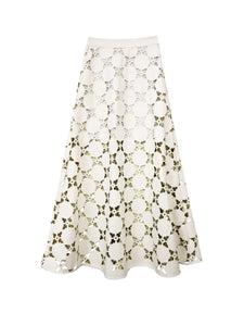 Elizabeth Skirt - White Laser Cut Leather | Brooks Avenue