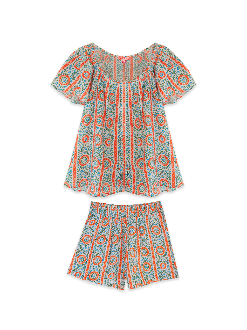 Brooks Avenue Ivy Flutter Sleeve Pajama Set Short - Floral Trellis