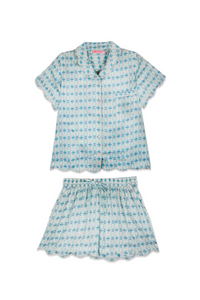 Scalloped Pajama Set Short - Cameron Blue