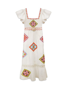 tropical tiles embroidered dress Tropical Tiles Embroidered Dress