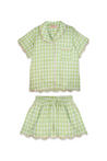 Scalloped Pajama Set Short - Metallics Green
