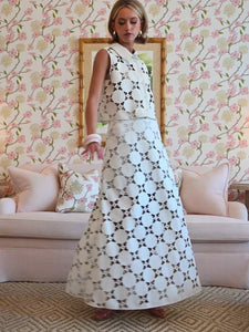 Elizabeth Skirt - White Laser Cut Leather | Brooks Avenue